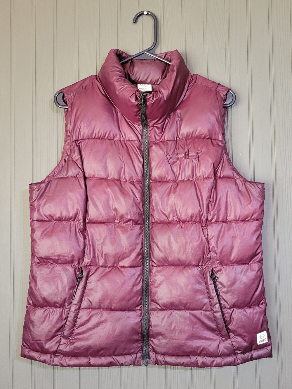 Victoria's Secret PINK Sleeveless Puffer Vest Full-Zip Quilted Purple Women's L